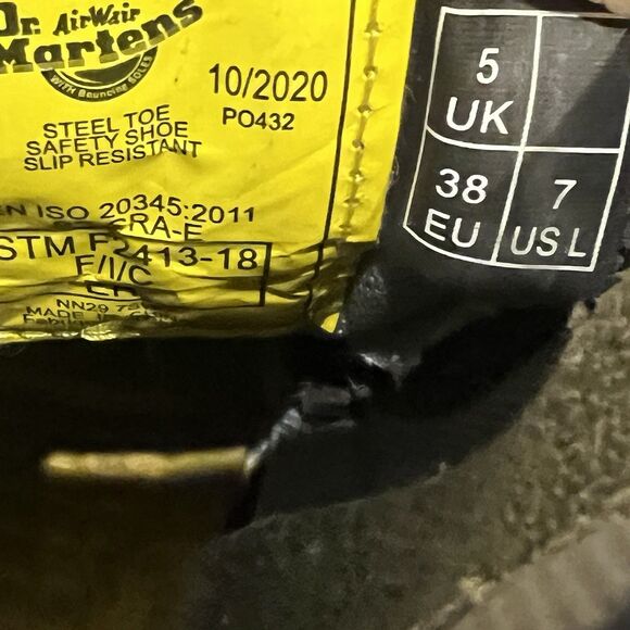 Dr. Martens Maple Zip Steel Toe Safety Shoe Slip Resistant Women's Size 7 Black - Picture 9 of 12